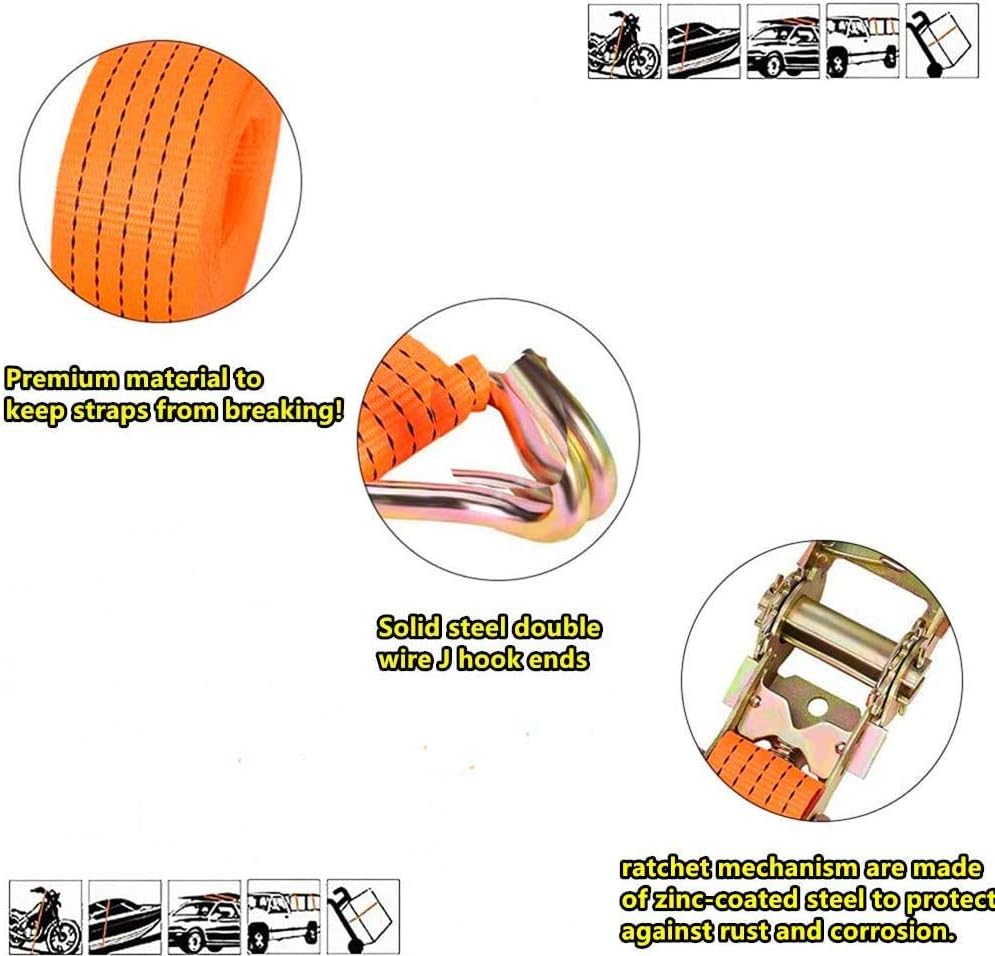 Ratchet Straps,2 inch x 17' Heavy Duty Ratchet Straps Load up to 10000Lbs Cargo Straps for Trucks,tie Down Strap for