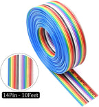 Glarks Professional IDC Crimp Tool with 48Pcs 2.54mm Pitch Dual Rows IDC Sockets 10 16 20 26 Pin Female Header+ Wire Rainbow Color Flat Ribbon IDC Wire Cable