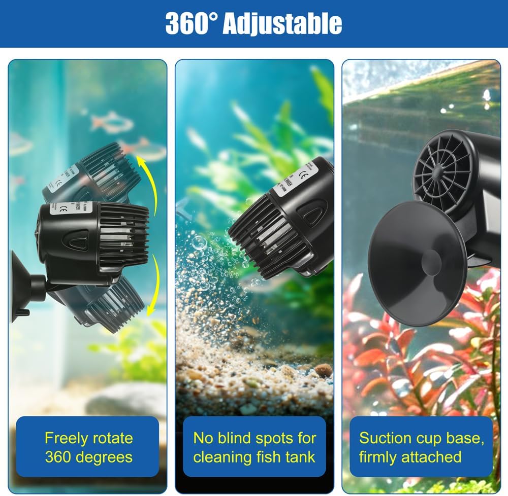 3W Aquarium Circulation Pump Mini Fish Tank Wave Maker Submersible Powerhead Quiet Water Pump With Suction Cups