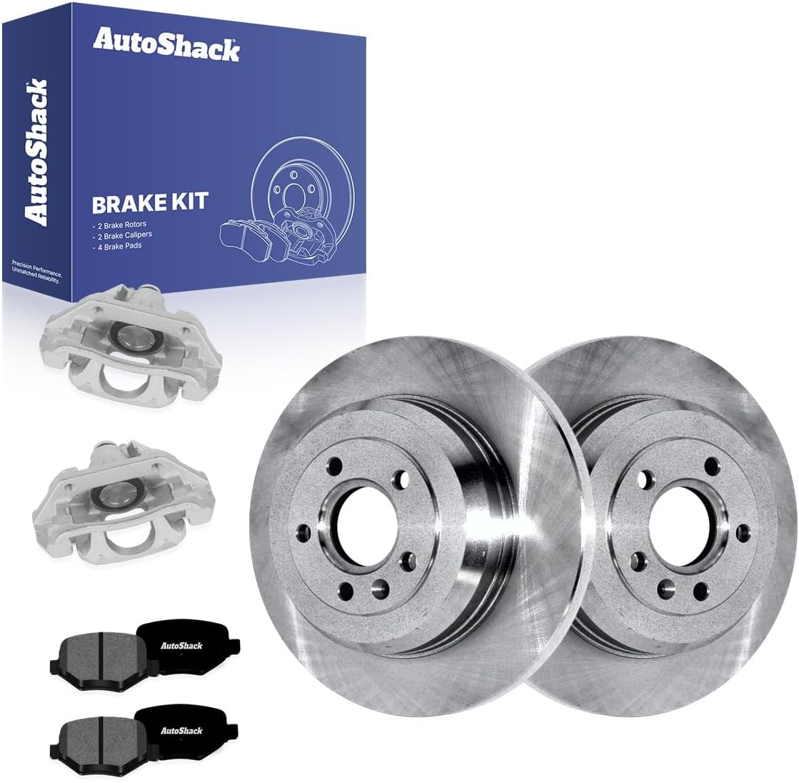 AutoShack Rear Brake Rotors Pads & Calipers for Ford Edge 2014 | 12.99" (330 mm) Brake Kit, direct-fit replacement