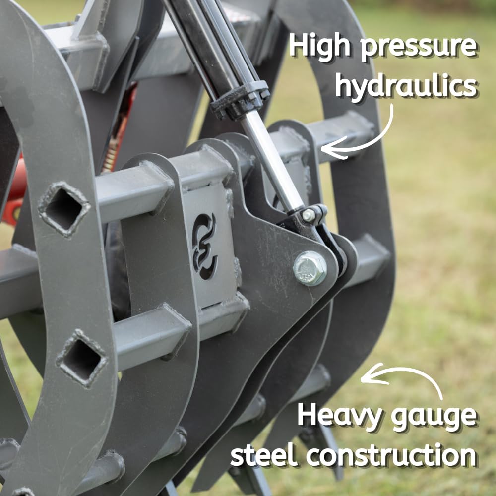 Ag Rite 48" Compact Root Grapple for Tractors - Single Cylinder | MADE IN USA | 1/2" Steel Teeth, 12" Tine Spacing