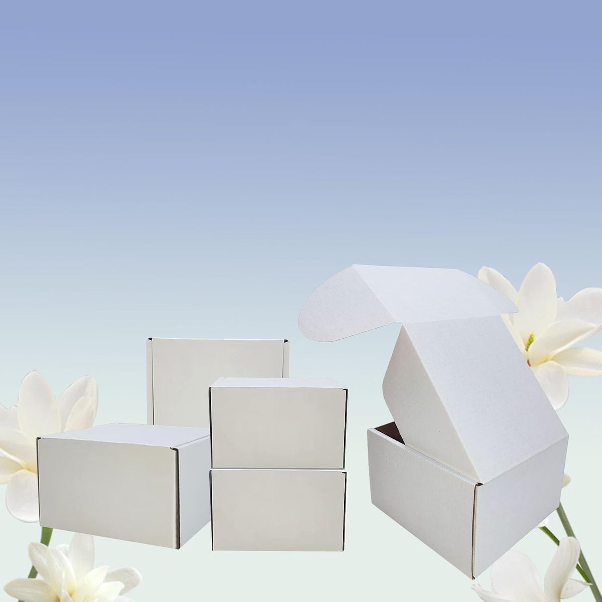 5x5x3 inch Shipping Boxes Set of 25, White Corrugated Cardboard Mailer Box