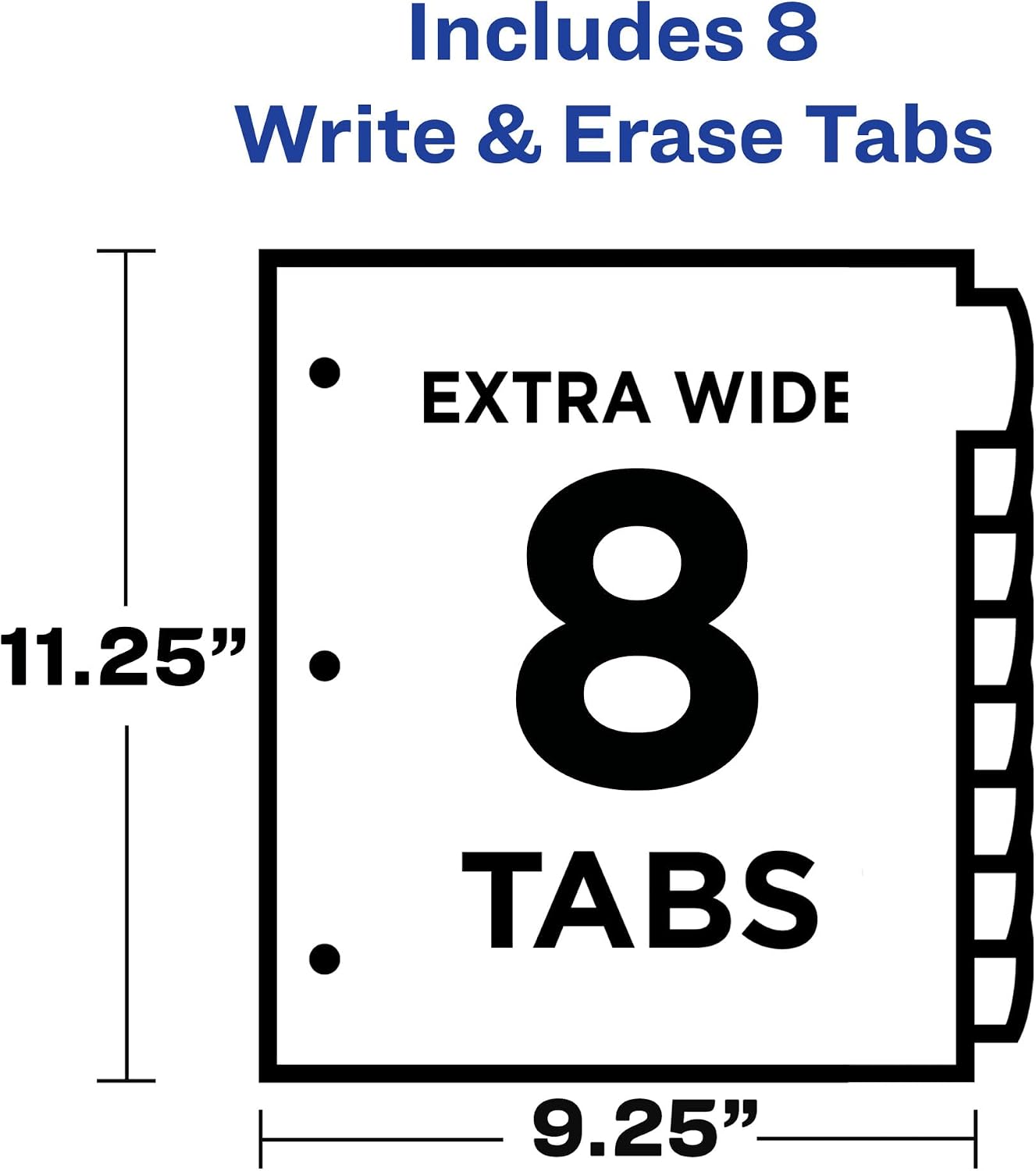 Durable Plastic 8 Tab Write & Erase Dividers with Pockets for 3 Ring Binders, Multi Brights, Works with Sheet