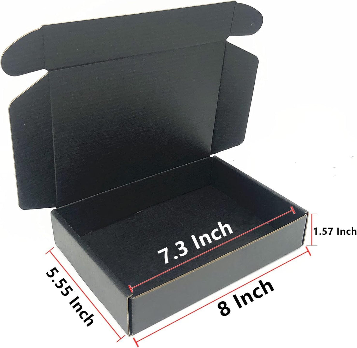 Black Shipping Boxes Mailers 8 x 5.55 x 1.57 Inch Cardboard Box 25 Pack