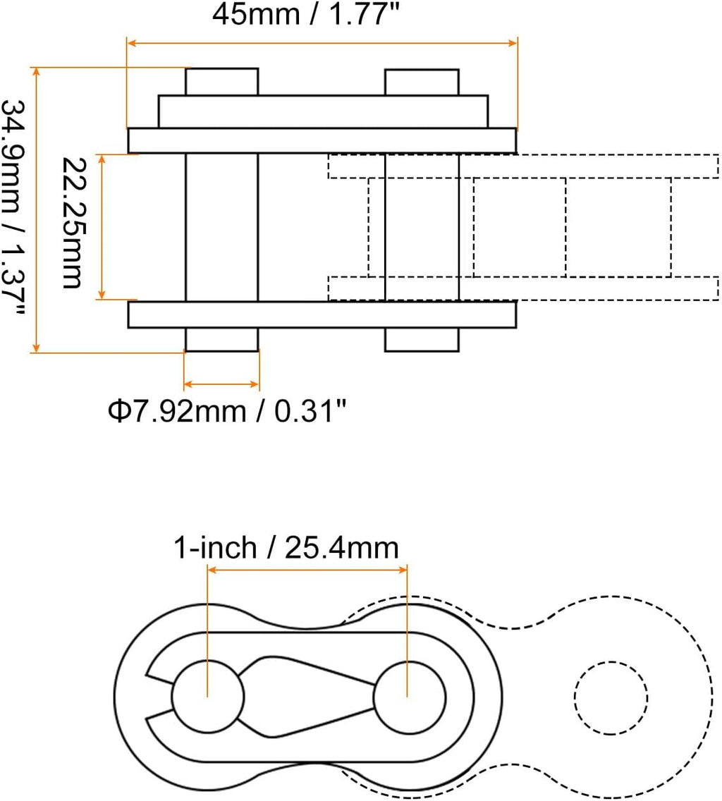 uxcell 6Pcs #80 Chain Master Connector Link Roller, 1" Pitch Carbon Steel, Standard Connecting Split Links for 16A Chain