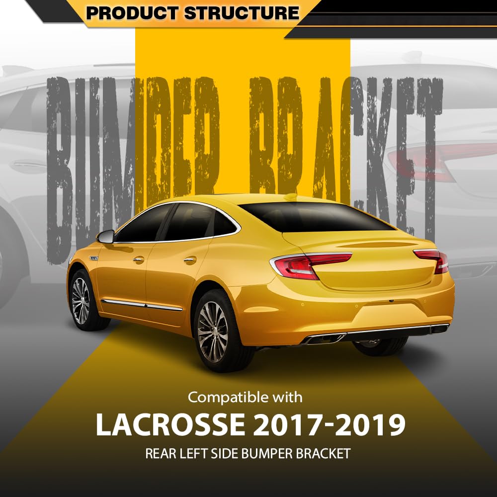 Rear Left Side Bumper Guide Bracket Support Compatible with Buick LaCrosse 2017 2018 2019 26227243 Black