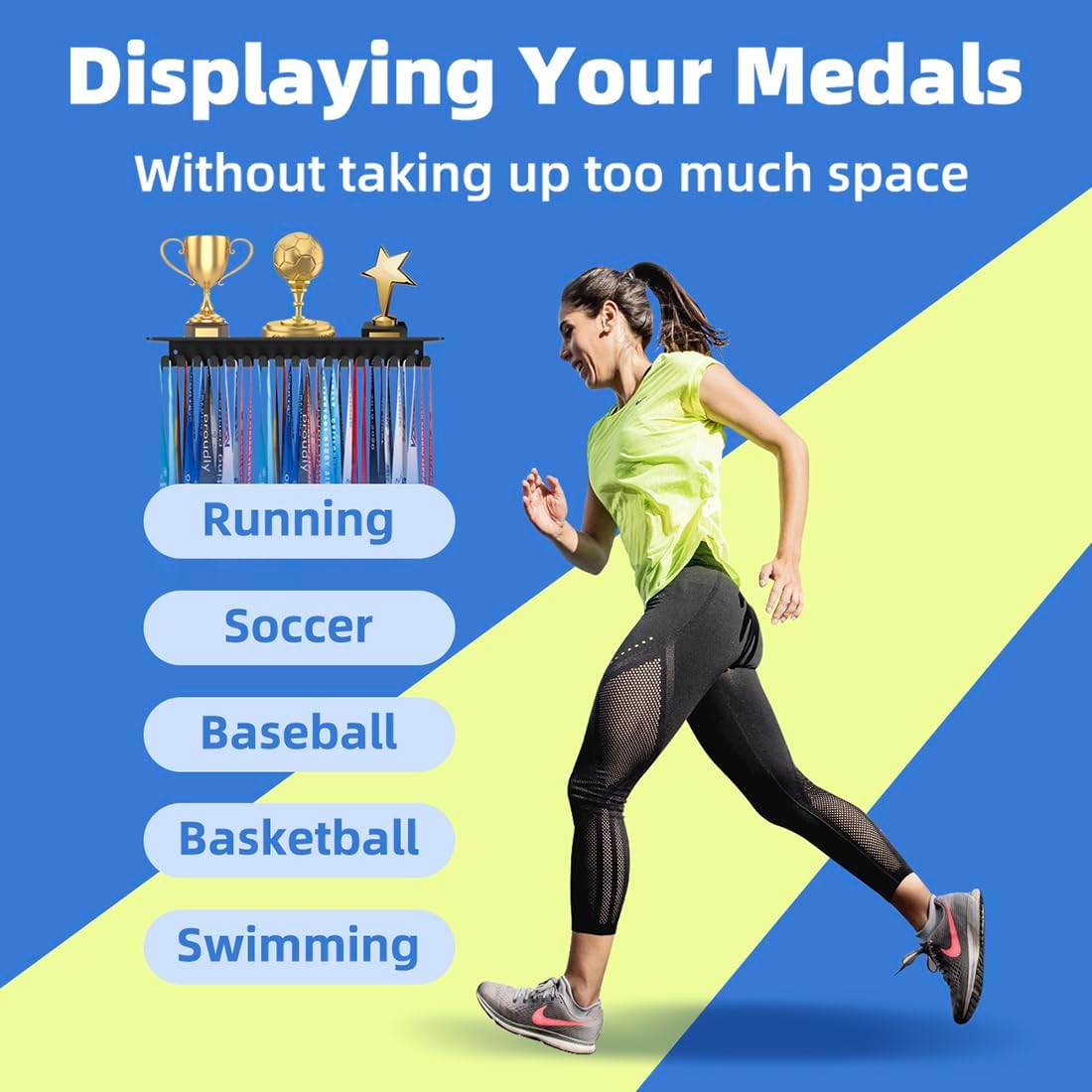 Medal Hanger Ribbon Holder Wall Metal Rack Organizer Awards Ribbon Cheer Gymnastics Soccer Runner Medals