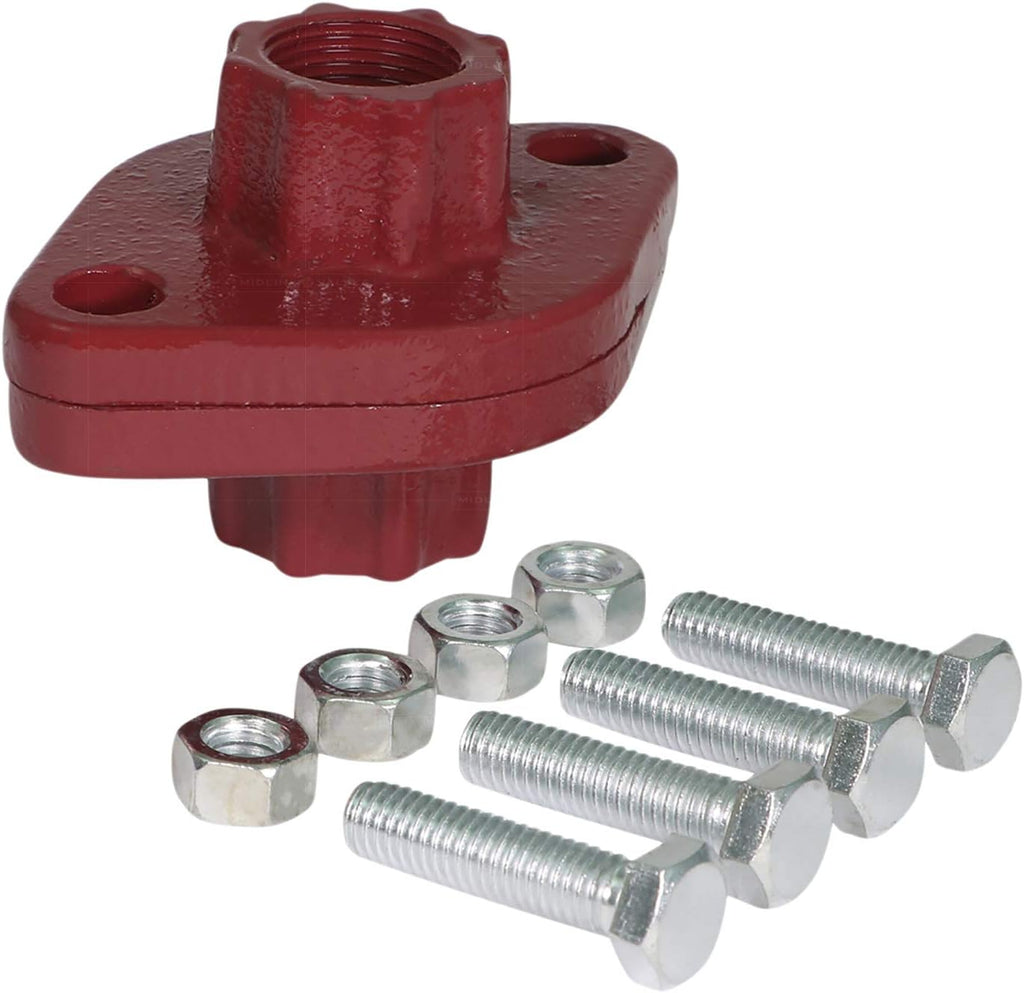 Midline Valve S1428S Red Circulator Flange with Nuts and Bolts for Grundfos Pumps; High Grip Ductile Iron; 1-1/2 in. FIP