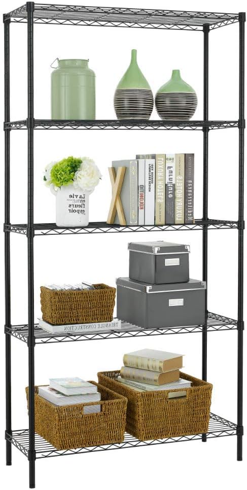 5-Tier Wire Shelf | 36" x 14" x 72" | Black