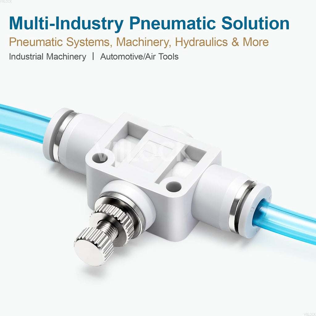 6mm OD Inline Air Flow Control Valve Push Fit Speed Controller 5Pcs