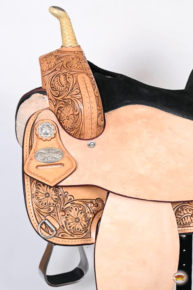 Hand-Tooled Leather Treeless Saddle Light Oil