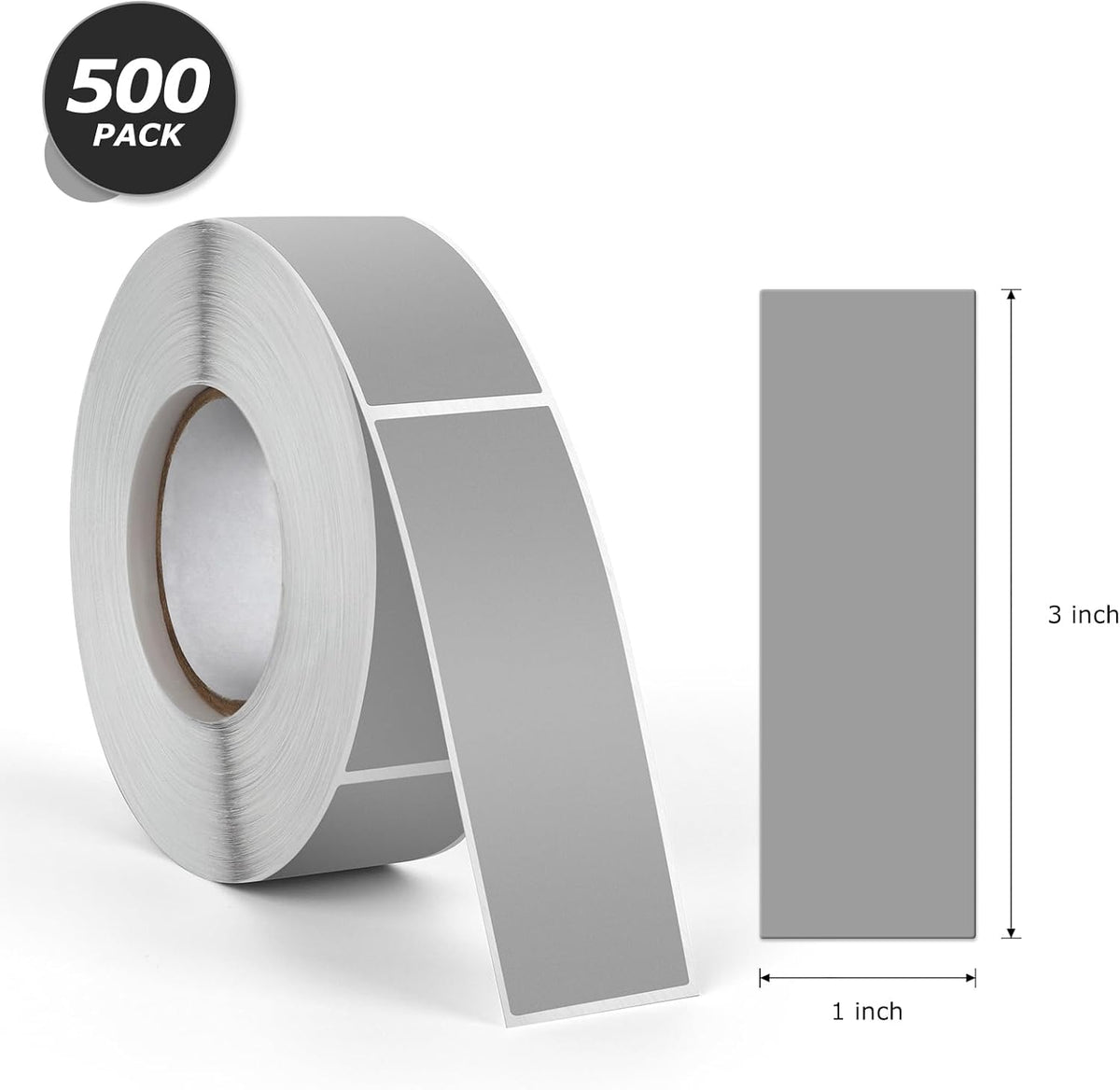Grey Rectangle Labels 3" x 1" Color Coding Stickers Roll 500 Pcs