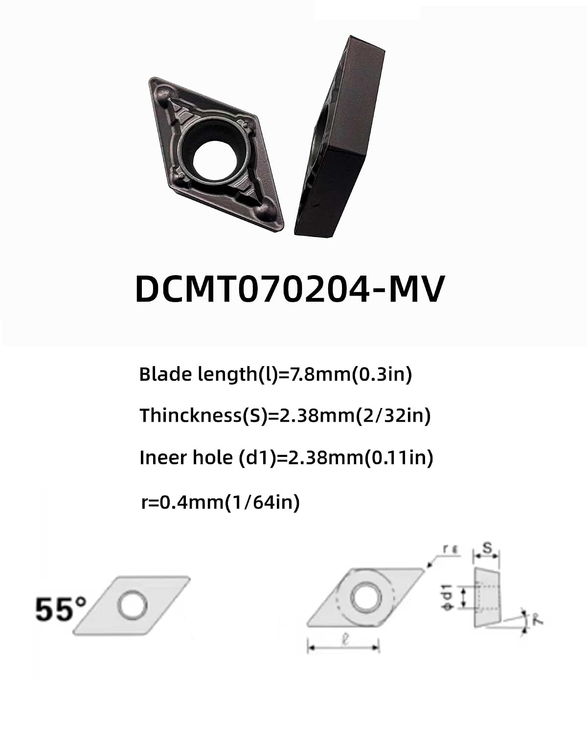 Indexable Carbide Turning Inserts DCMT21.51 DCMT070204 for Metal Cutting