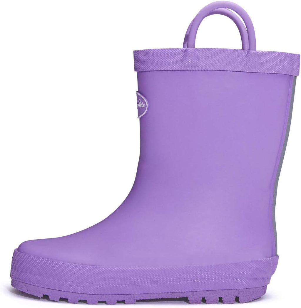 Kids Rain Boots, Waterproof Rubber Boots with Easy-on Handles | Pull on, Slip-resistant, Double Handles
