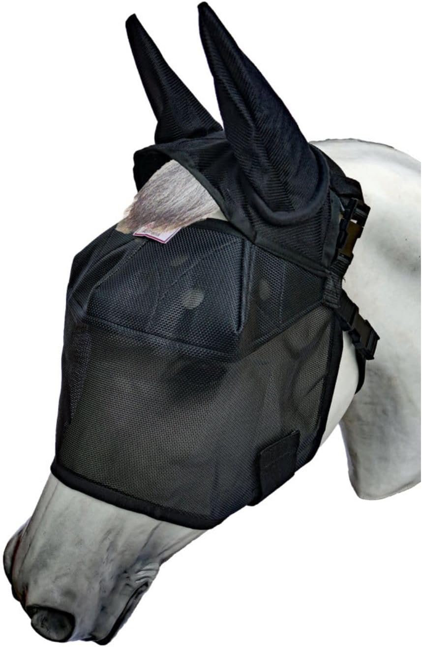 EquiVizor 95% UV Eye Protection (XL) Horse Fly Mask with Ears. Designed to Stay On Your Horse, Off The Ground