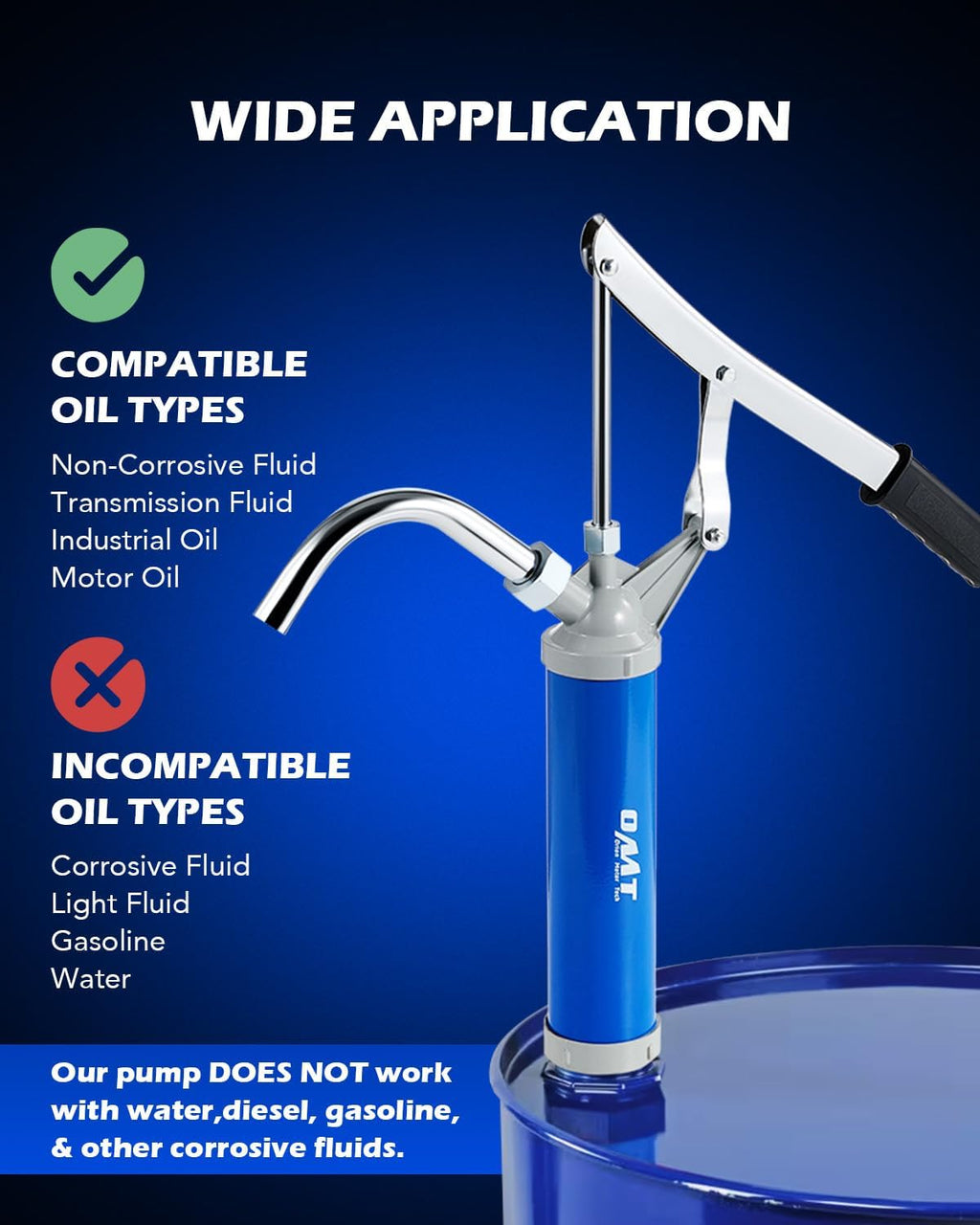 OMT Lever Action Barrel Pump with Telescoping Suction Tube