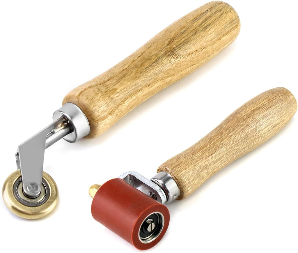 Seam Roller Set, 40mm Silicone Seam Roller + Brass Detail Roller, Removable Bearing Wallpaper Seam Roller Tool for