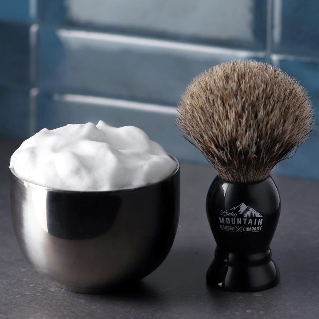 Badger Hair Shaving Brush for Men with Stand | Pure 100% Best Badger Hair, Heavy Duty Resin Handle & Oversized