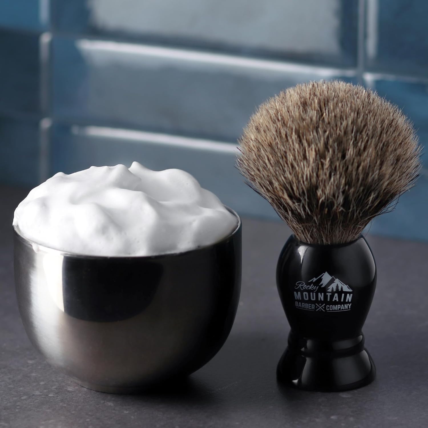 Badger Hair Shaving Brush for Men with Stand | Pure 100% Best Badger Hair, Heavy Duty Resin Handle & Oversized