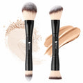 Foundation Makeup Brushes, 2Pcs Premium Dual-Ended Makeup Brush Foundation, Powder, Buffer & Contour Brushes for