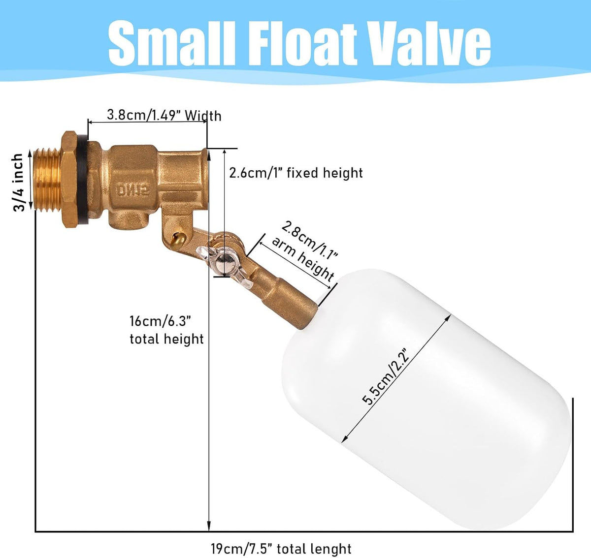 1/2 Inch Float Valve, Water Level Control Auto Fill Valve