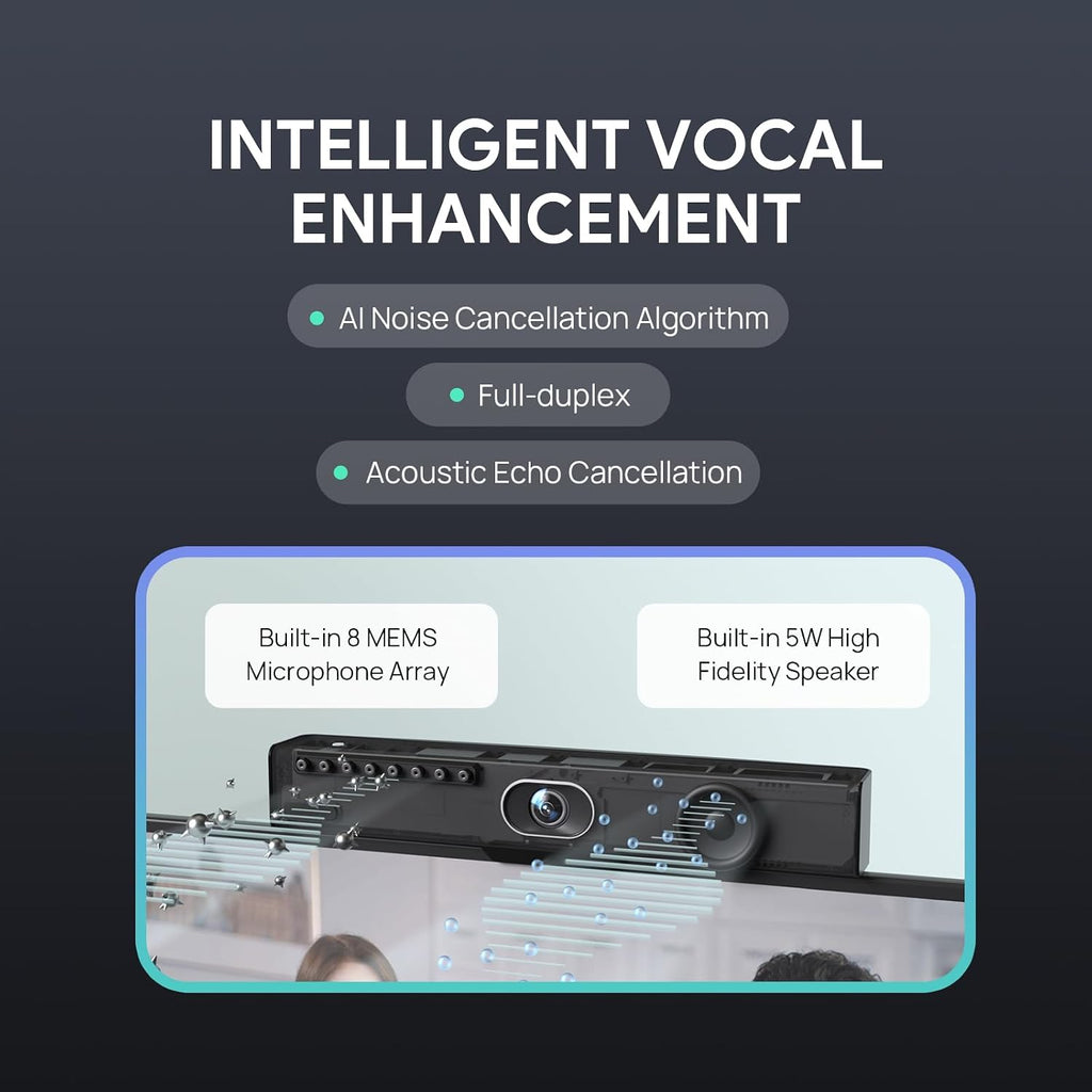 4K Video Conference Camera System for PC, Huddle Room, Teams & Zoom | All-in-One UVC34 Webcam with 8 Microphones &