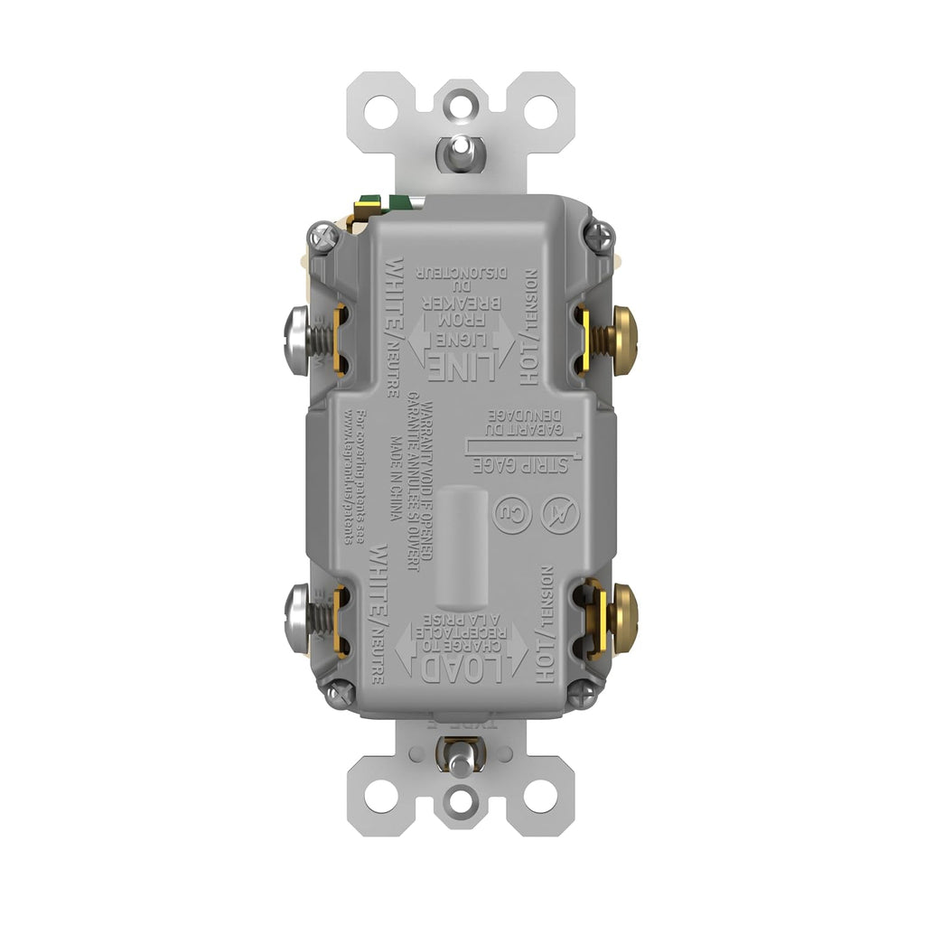 Legrand Radiant 20 Amp TR GFCI Outlet USB Type A Light Almond 1 Pack
