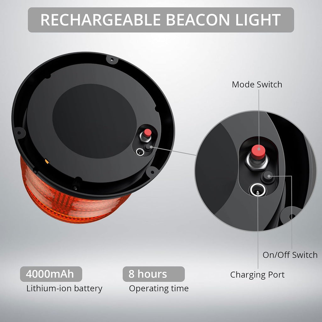 72 LED Remote Strobe Light Rechargeable Magnetic Emergency Flashing Warning Lights with 6 Flash Modes & IP65