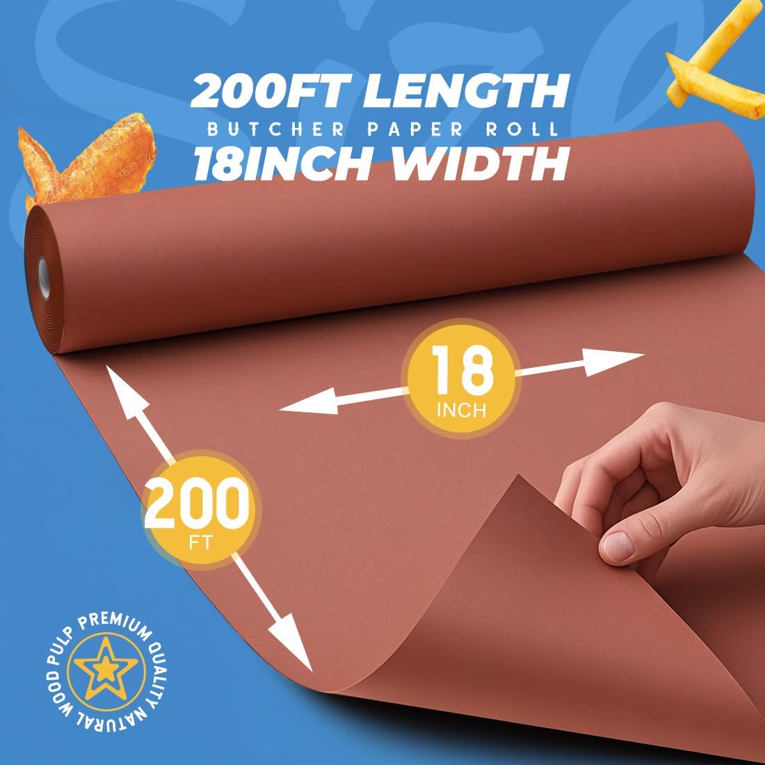 PerkHomy 18" x 200' (2400") Pink Butcher Paper Roll for Smoker BBQ Grilling Smoking Meat Unbleached Uncoated Unwaxed