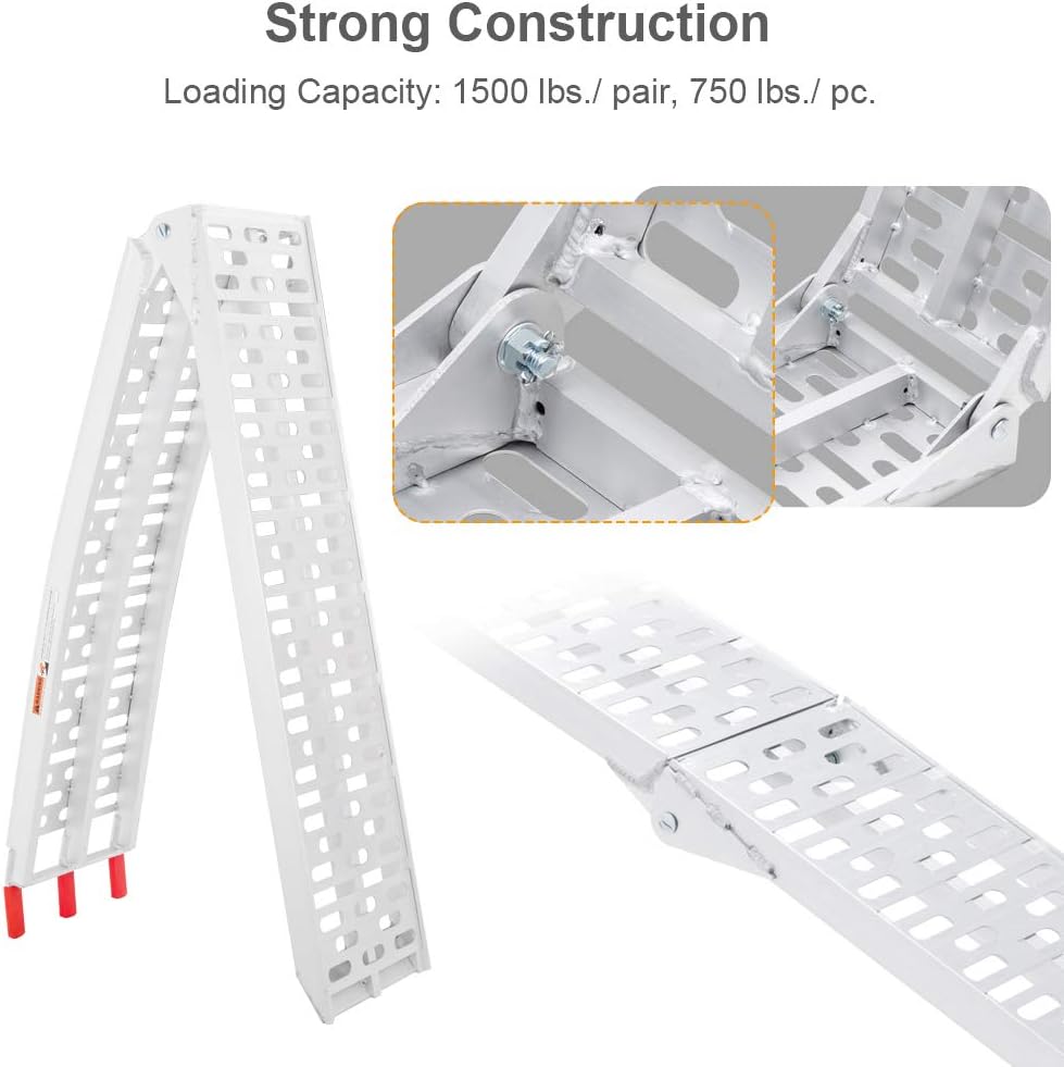 7ft Aluminum Truck Ramps 1500lbs Capacity,2pcs Folding Loading ATV Ramps for Pickup Trucks Bed, Trailer Ramp with