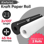 12" x 1200" (100 ft) Black and White Kraft Paper Roll Set