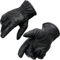 SH734 Men's Black Thermal Lined Leather Motorcycle Gloves w/Cinch Wrist Closure