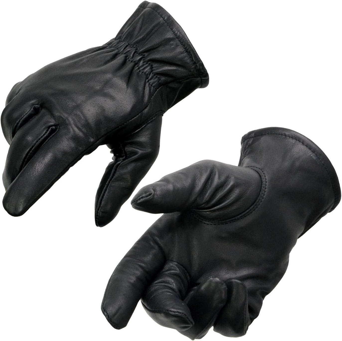 SH734 Men's Black Thermal Lined Leather Motorcycle Gloves w/Cinch Wrist Closure