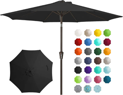 9FT Outdoor Patio Umbrella, Market Umbrella, Black