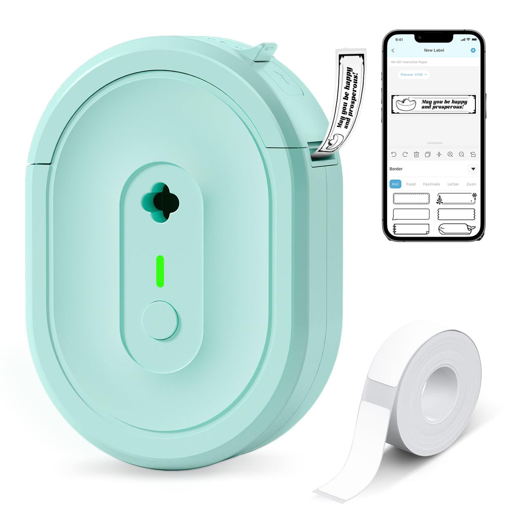 NDYIN N12 Label Maker Machine with 1 Tape Bluetooth Label Printer, Green