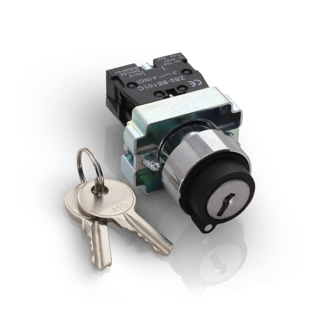 Shopcorp 2 Position Rotary Key Switch, Maintained 22mm Selector