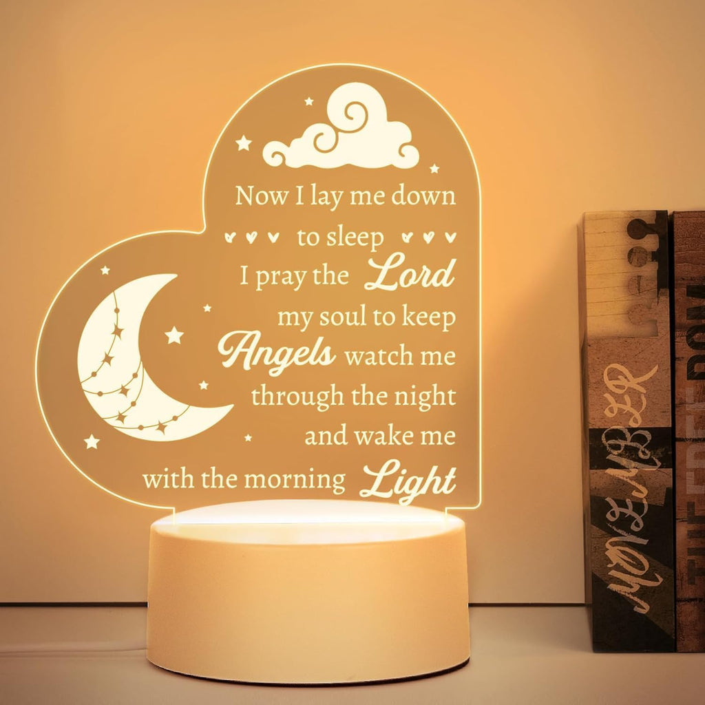 Baptism Gifts for Girl Boy, Cozy Baby Nursery Night Light for Bedtime Prayer, Baby Christening Gifts for Boys Girls