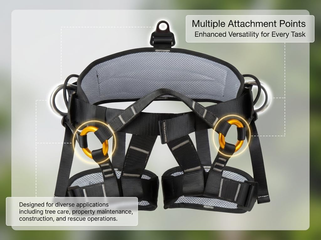 15-227 High Strength Fall Protection Safety Harness, Half Body Arborist Climbing Harness with Heavy-Duty D-Rings