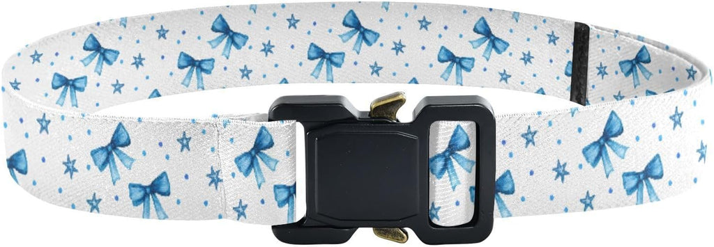 Bow Tie Adjustable Kids Elastic Belts, Girls Boys Stretch Waist Belt with Aluminum Alloy Buckle