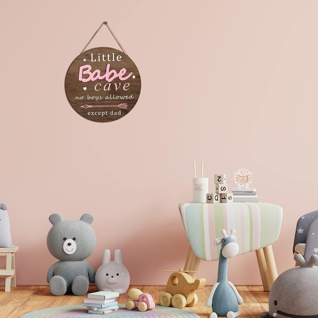 Little Babe Cave Door Sign Wood Baby Girl Nursery Decor Little Girl Nursery Room Wall Art for Bedroom Living Room