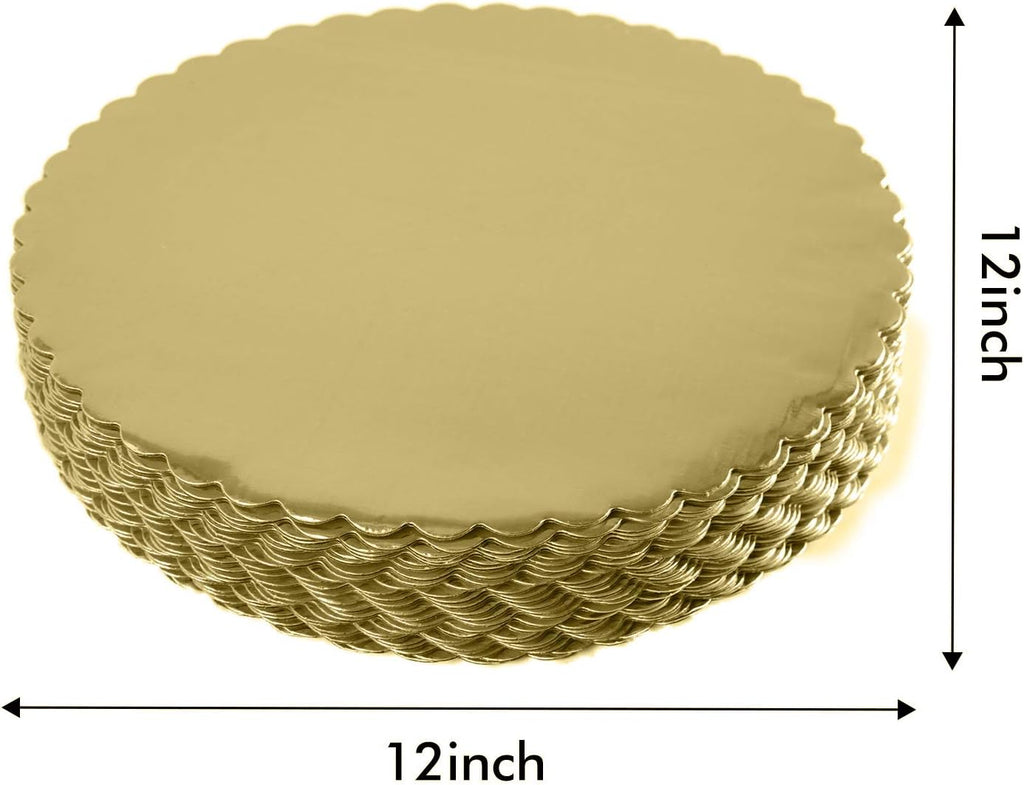 [25pcs] 12" Gold Cakeboard Round,Disposable Cake Circle Base Boards Cake Plate Round Coated Circle Cakeboard Base