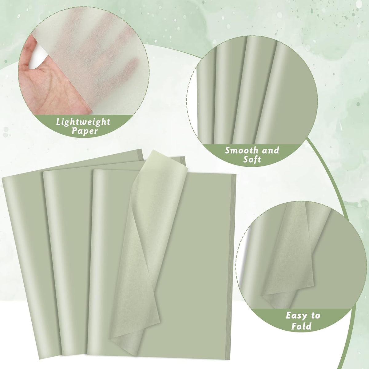 80 Sheets Sage Green Tissue Paper, 20 X 14 Inches