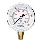SENCTRL 0-200 Psi Liquid Filled Pressure Gauge, 1/4" NPT Lower Mount