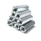 10 Packs 3/8"-16 Rod Coupling Nuts, UNC Threaded Hex Coupling Nut，Length: 1-3/4"