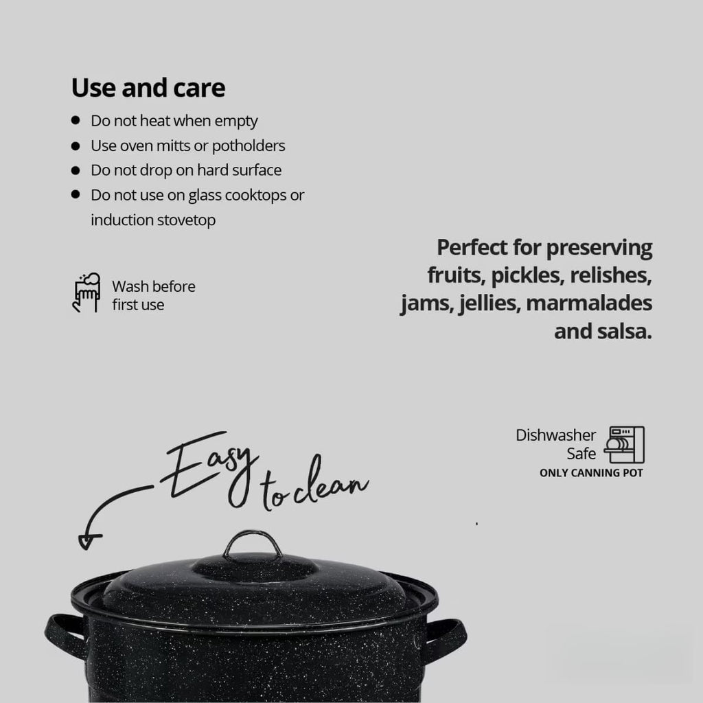 21.5 Quart Water Bath Canner – Large Enamel Canning Pot with Rack and Lid, Heavy Duty Water Bath Canning Pot with