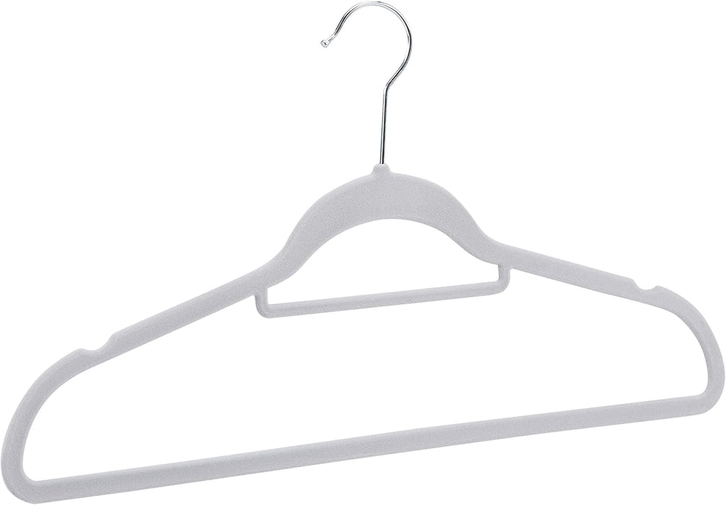 Space Saving Heavy Duty Non-Slip Velvet Suit Hangers with Horizontal Tie Bar, Sturdy for Clothes Organization and