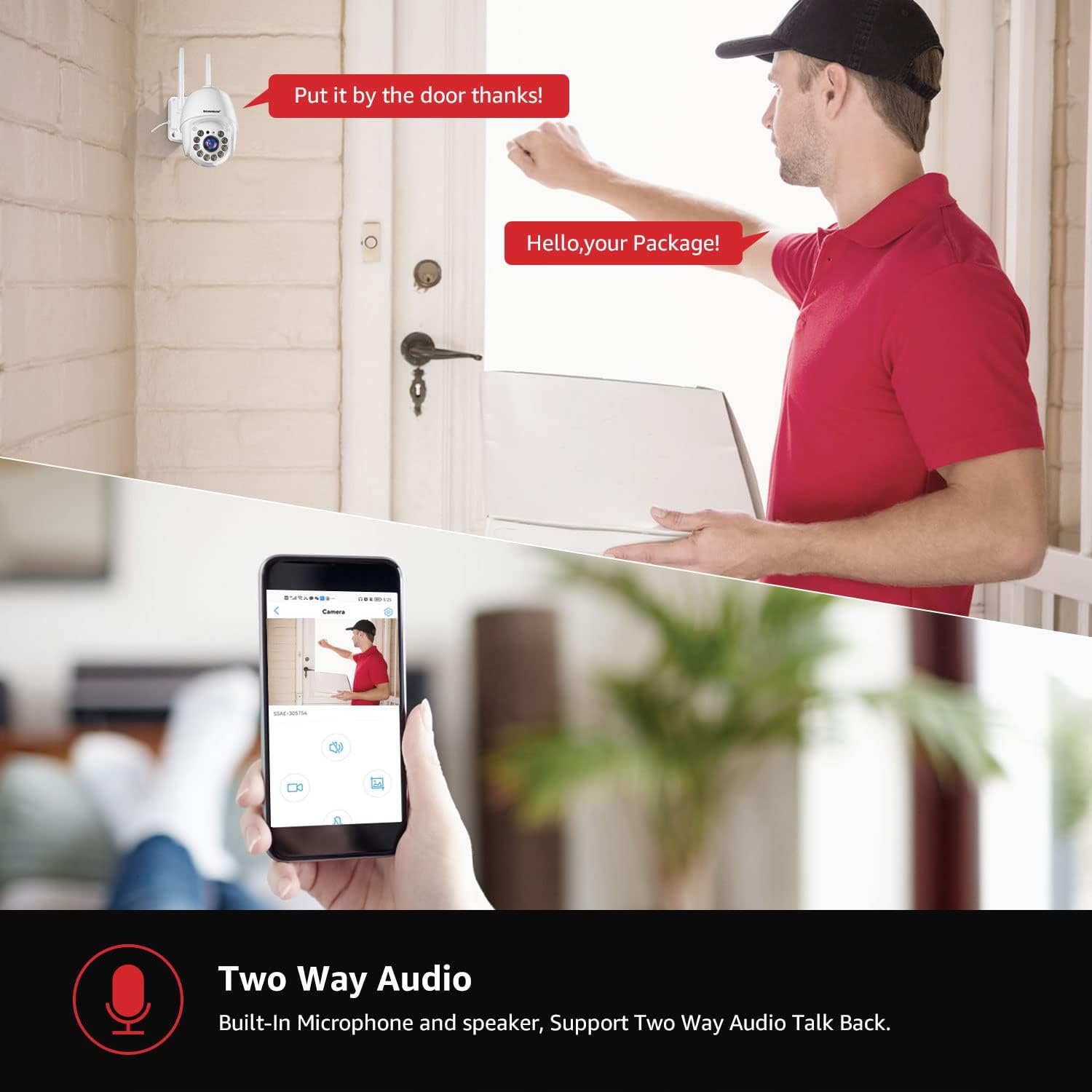 2K Security Camera Outdoor, Wireless WiFi IP Camera Home Security System 360° View,Motion Detection, auto