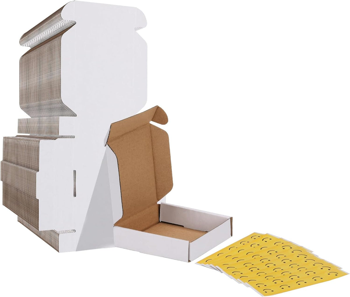 4x4x1 inches Shipping Boxes Set of 50, White Corrugated Cardboard Box Literature Mailer