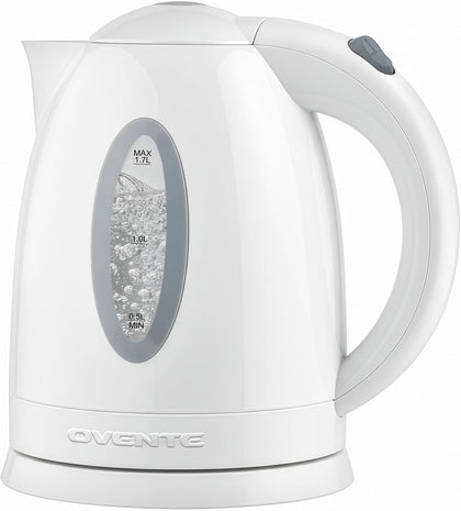 1.7L Electric Tea Kettle, 1100W BPA-Free Water Boiler, White KP72W | Fast Boiling, Auto Shut-Off, Boil-Dry