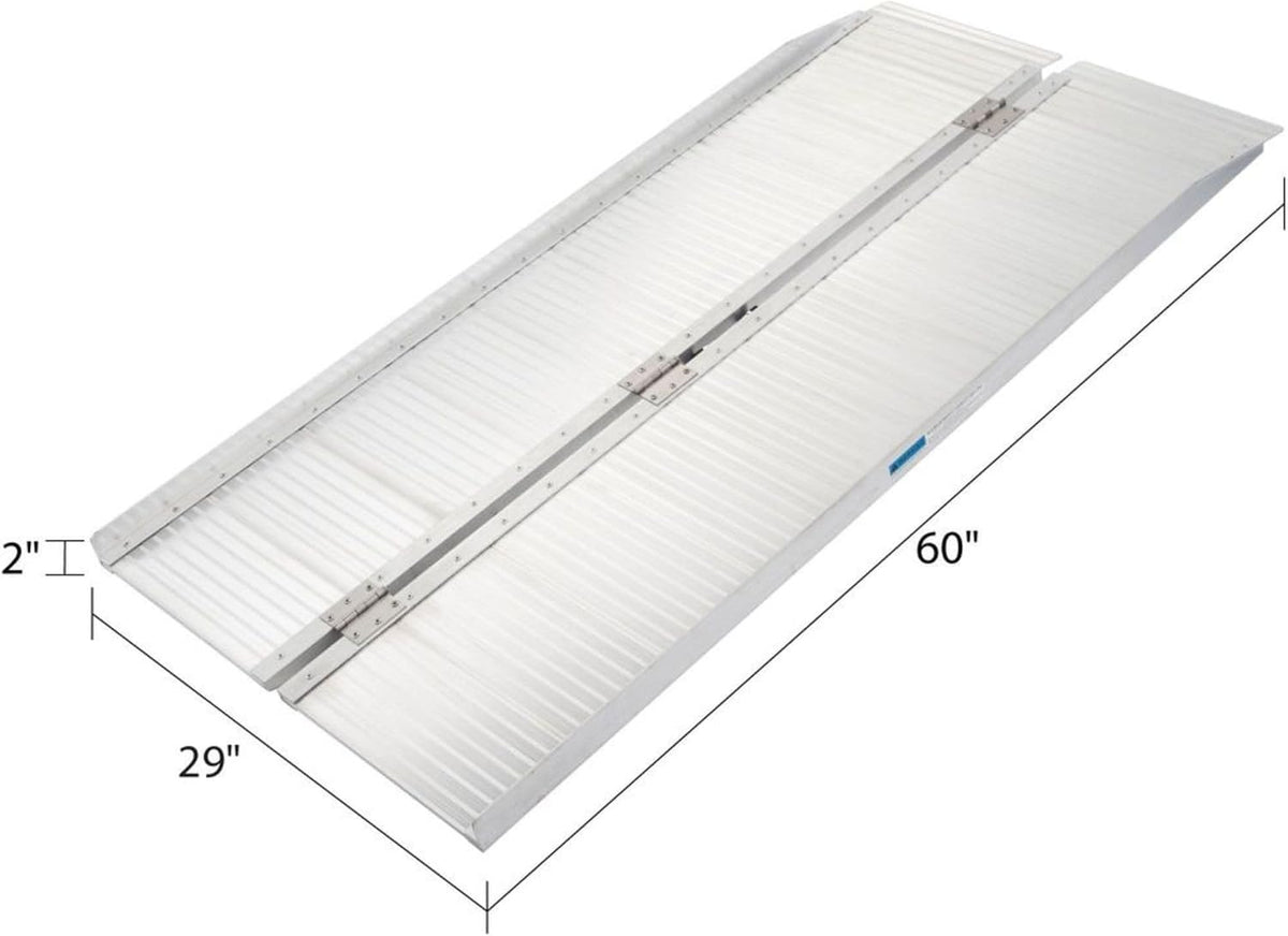 5' Threshold Ramp for Home Enty, 600 lb Cap, Silver Spring